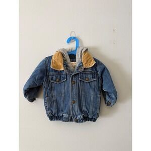 Vintage Outbrook Kids Puffer Lined Denim Jacket with Hood 2T 90s Toddler Boys